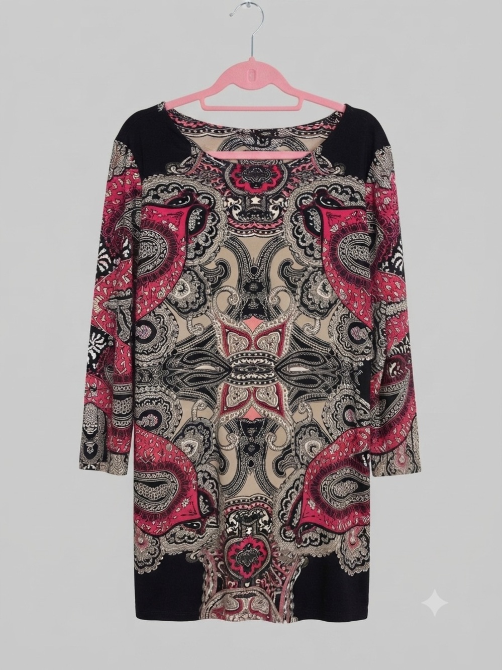 Alfani Paisley Tunic in Pink, Black, and Gray Lg